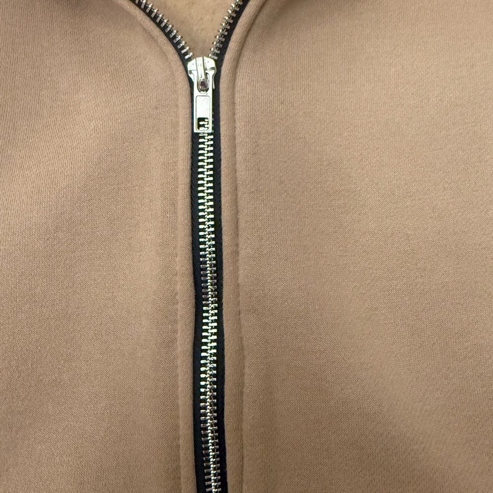 Women’s Tan Quarter-Zip Pullover Sweatshirt Size Large - Picture 4 of 10